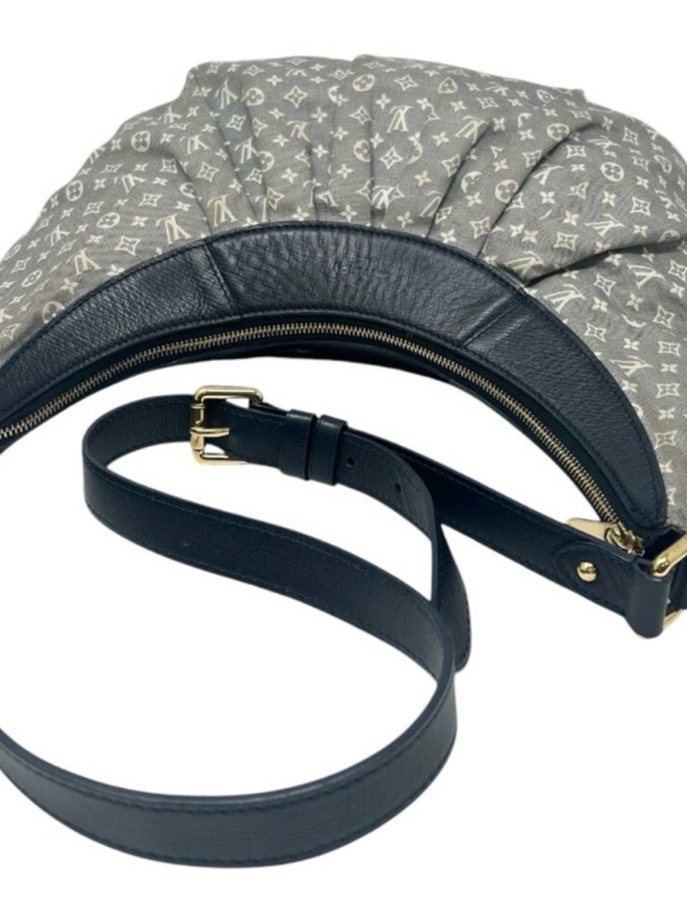 Louis Vuitton Mini Lin Monogram Canvas‎ Shoulder Bag with Navy Leather Trim